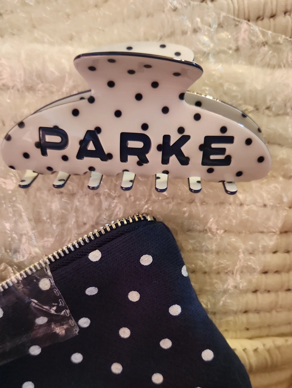 Parker Navy Blue Polka Dot Kids Zip Pouch